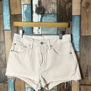 Levi's Light Pink/Cream High-Rise Denim Shorts